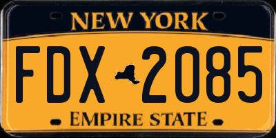 NY license plate FDX2085