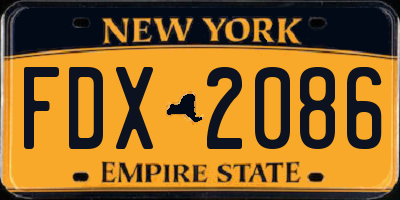 NY license plate FDX2086