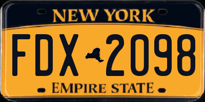 NY license plate FDX2098