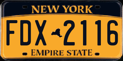 NY license plate FDX2116