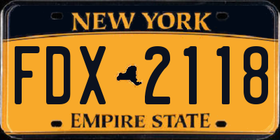 NY license plate FDX2118