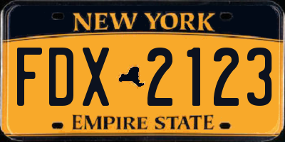 NY license plate FDX2123