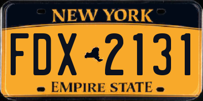 NY license plate FDX2131