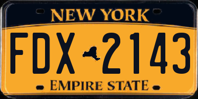NY license plate FDX2143