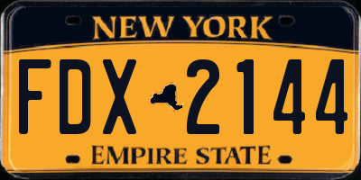 NY license plate FDX2144