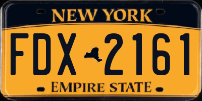 NY license plate FDX2161