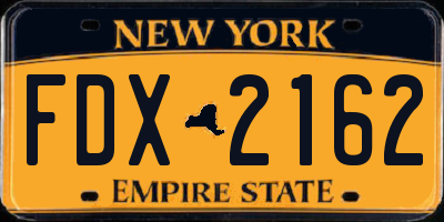 NY license plate FDX2162