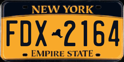 NY license plate FDX2164