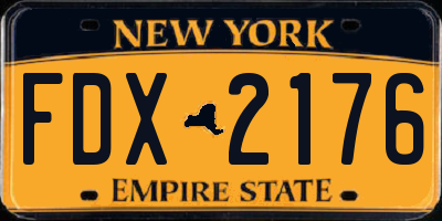 NY license plate FDX2176