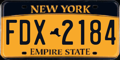 NY license plate FDX2184