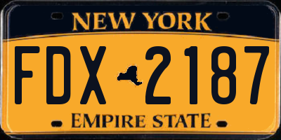 NY license plate FDX2187