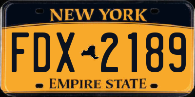 NY license plate FDX2189
