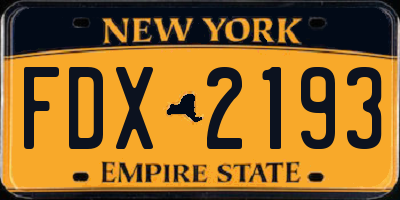 NY license plate FDX2193