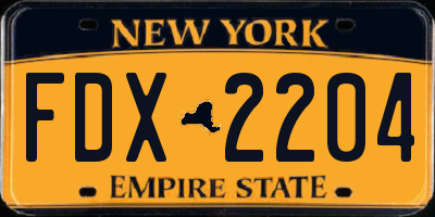 NY license plate FDX2204
