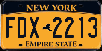 NY license plate FDX2213