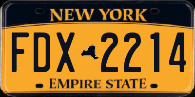 NY license plate FDX2214