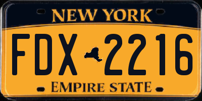 NY license plate FDX2216