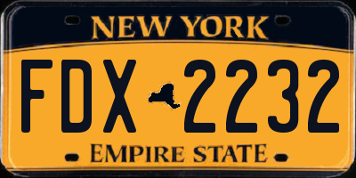 NY license plate FDX2232