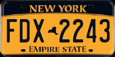 NY license plate FDX2243