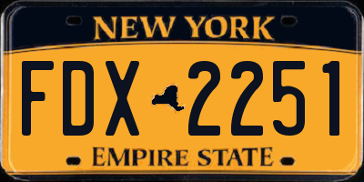 NY license plate FDX2251