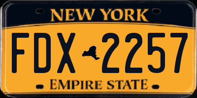 NY license plate FDX2257