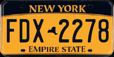 NY license plate FDX2278