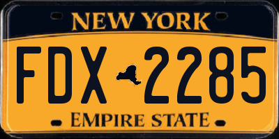 NY license plate FDX2285
