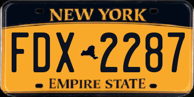 NY license plate FDX2287