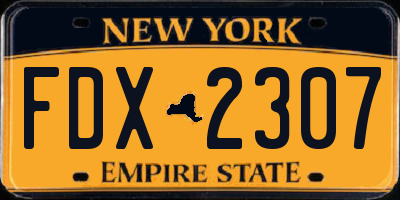 NY license plate FDX2307