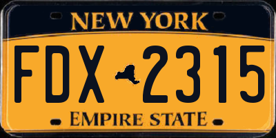 NY license plate FDX2315