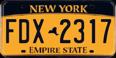 NY license plate FDX2317