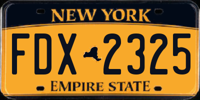 NY license plate FDX2325