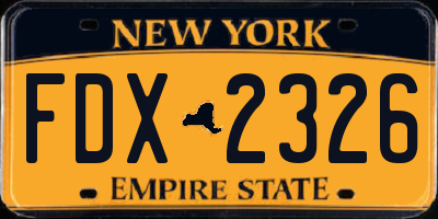 NY license plate FDX2326