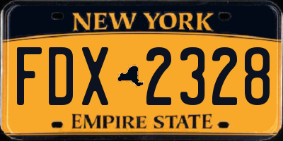 NY license plate FDX2328