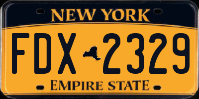 NY license plate FDX2329