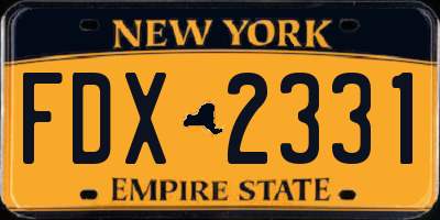 NY license plate FDX2331