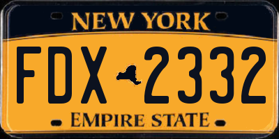 NY license plate FDX2332