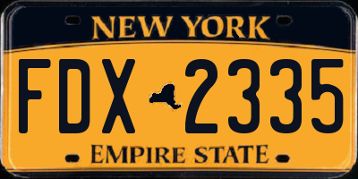 NY license plate FDX2335