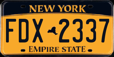 NY license plate FDX2337
