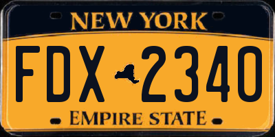 NY license plate FDX2340