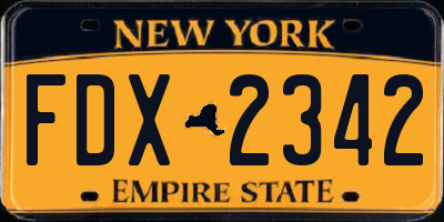 NY license plate FDX2342