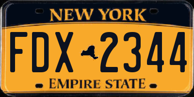 NY license plate FDX2344