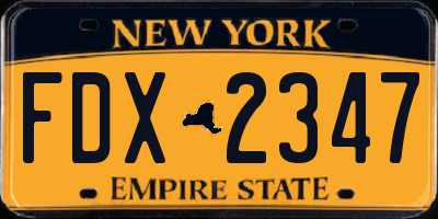 NY license plate FDX2347
