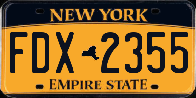 NY license plate FDX2355