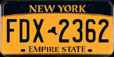 NY license plate FDX2362