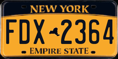 NY license plate FDX2364