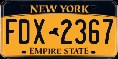NY license plate FDX2367