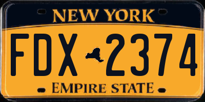 NY license plate FDX2374