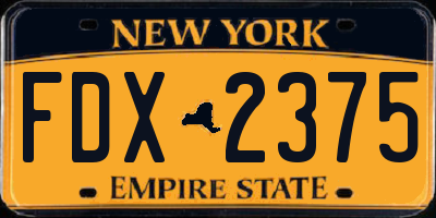 NY license plate FDX2375