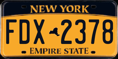 NY license plate FDX2378